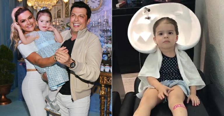 Aos 3 anos, Valentina passa a tarde em salão de beleza e pede pra ficar com o cabelo liso