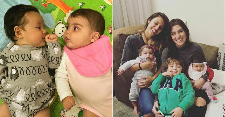 Primas fofas! Filhas de Bruno Gissoni e Felipe Simas ‘brincam’ juntas