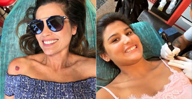 Flávia Alessandra e a filha, Giulia, fazem tatuagens iguais