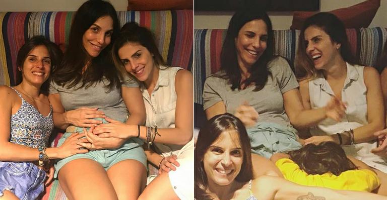 Grávida de gêmeas, Ivete Sangalo recebe o carinho das cunhadas