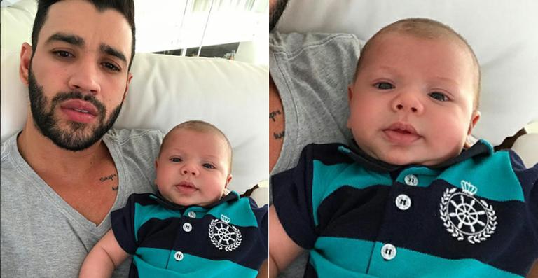Em vídeo, Gusttavo Lima tenta ensinar o filho a falar ‘papai’