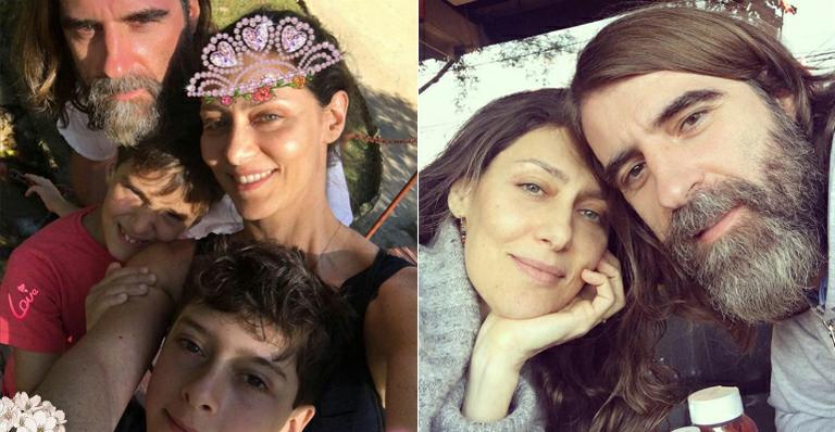 Maria Fernanda Cândido mostra rara foto com o marido e os filhos