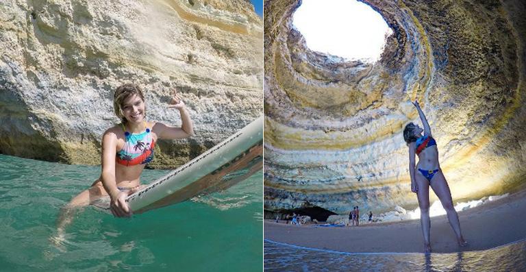 Isabella Santoni curte viagem de férias em Algarve