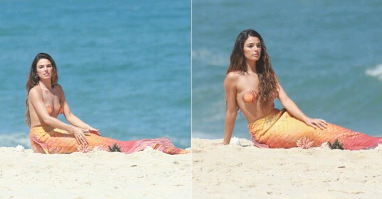 Vestida de sereia, Isis Valverde grava últimas cenas de A Força do Querer em praia no Rio