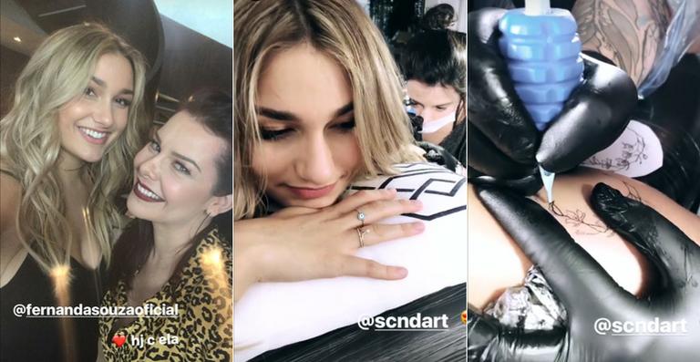 No Brasil, Sasha faz nova tatuagem em gravação com Fernanda Souza