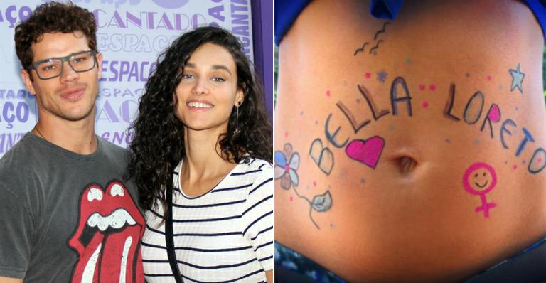 Débora Nascimento exibe a barriguinha com o nome da filha: “Bella Loreto”