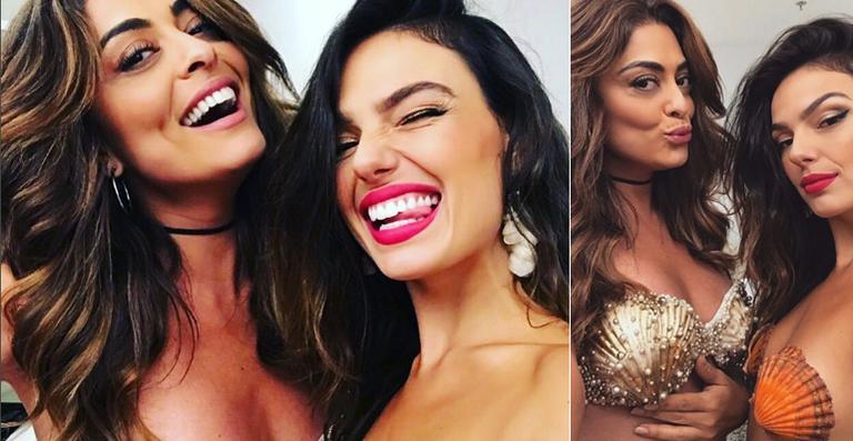 Juliana Paes prova look de sereia de Isis Valverde em A Força do Querer