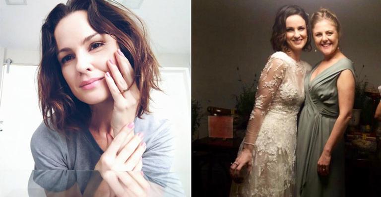 Estilista mostra o vestido de noiva de Carolina Kasting