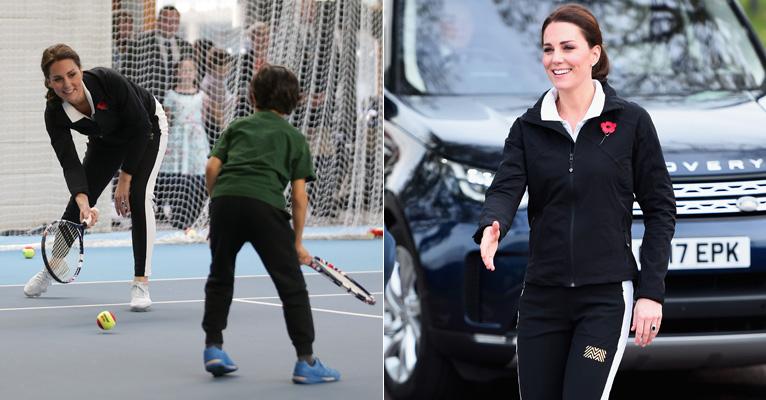 Grávida, Kate Middleton joga tênis com crianças em Londres
