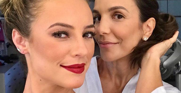 Ivete Sangalo faz a maquiagem de Paolla Oliveira para campanha