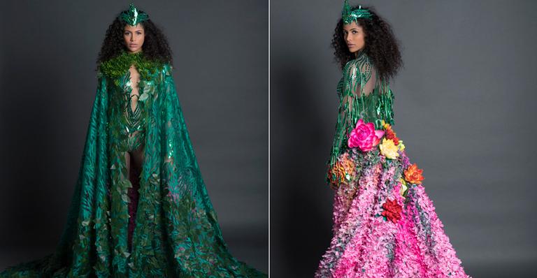 Monalysa Alcântara chama a atenção para a degradação da Amazônia em look
