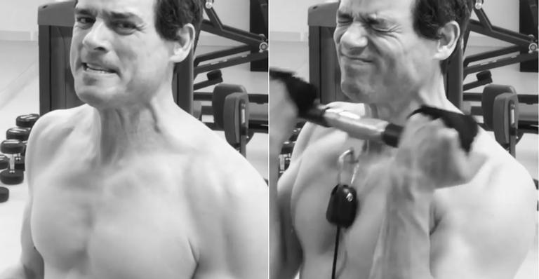 Aos 50 anos, Celso Portiolli surge sarado em vídeo na academia