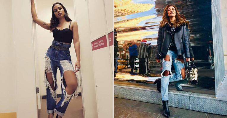 Calça jeans super destroyed conquista Anitta e Juliana Paes; saiba mais da tendência 2018