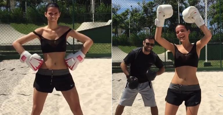 Magrinha, Bruna Marquezine dança funk durante treino de boxe na areia