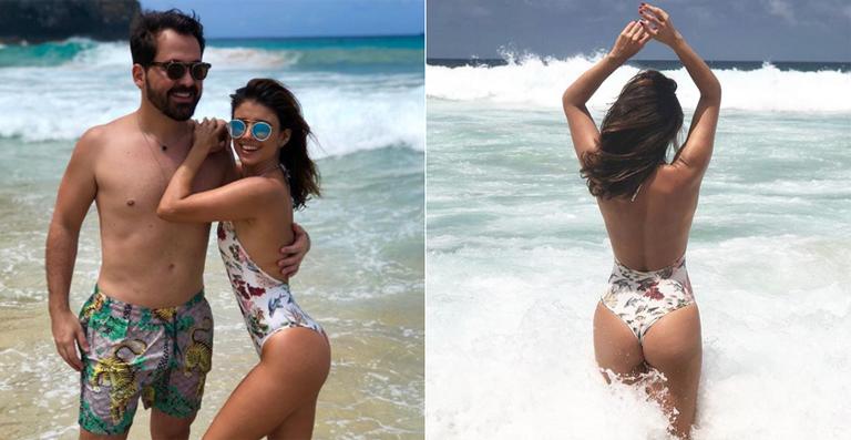 Paula Fernandes exibe boa forma em dia na praia