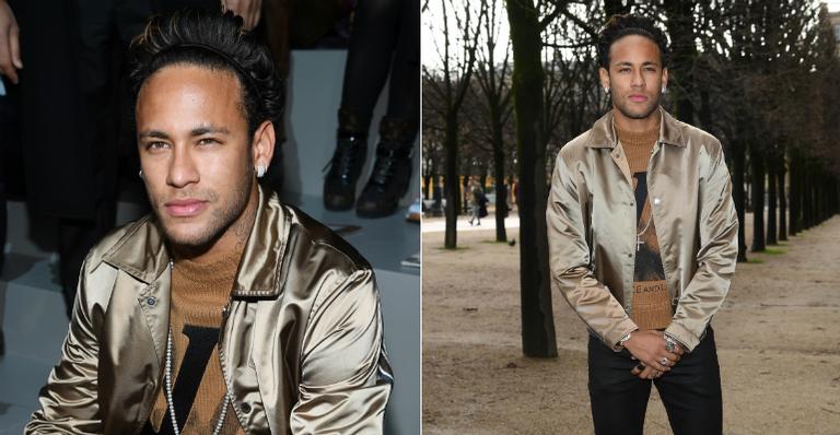 Com penteado estiloso, Neymar assiste ao desfile da Louis Vuitton em Paris
