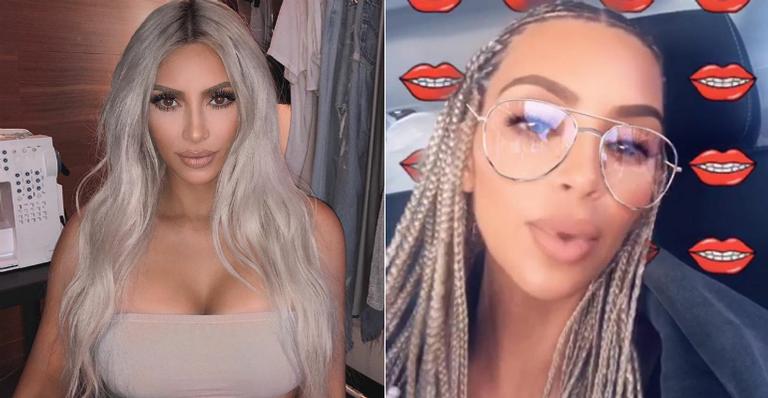Kim Kardashian exibe novo visual com trancinhas