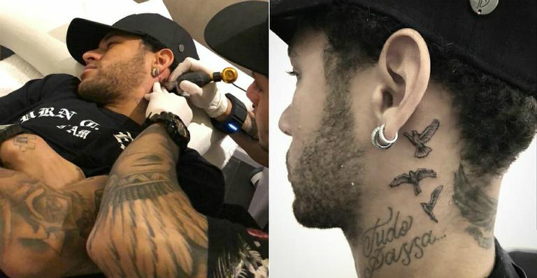 Neymar faz novas tatuagens e exibe andorinhas no pescoço