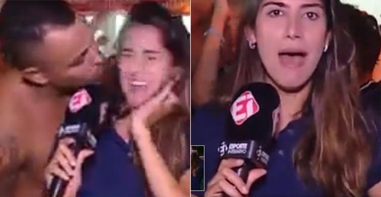 Repórter de programa esportivo é beijada sem consentimento ao vivo e desabafa