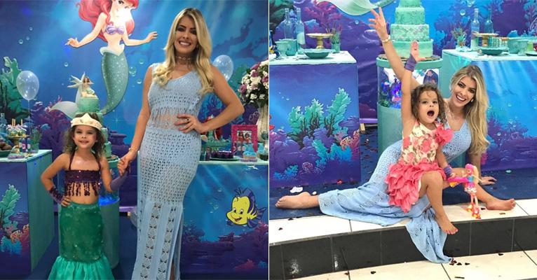 Ex-BBB Jaqueline Grohalski faz festa com o tema “Pequena Sereia” para a filha, Isabella