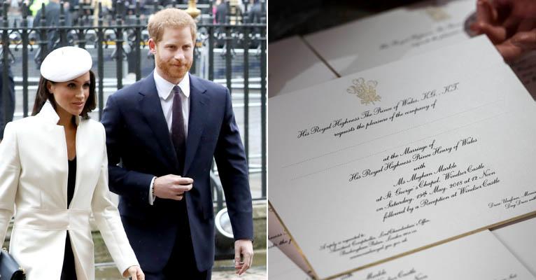 Prontos, convites de casamento do Príncipe Harry e Meghan Markle revelam detalhes da celebração