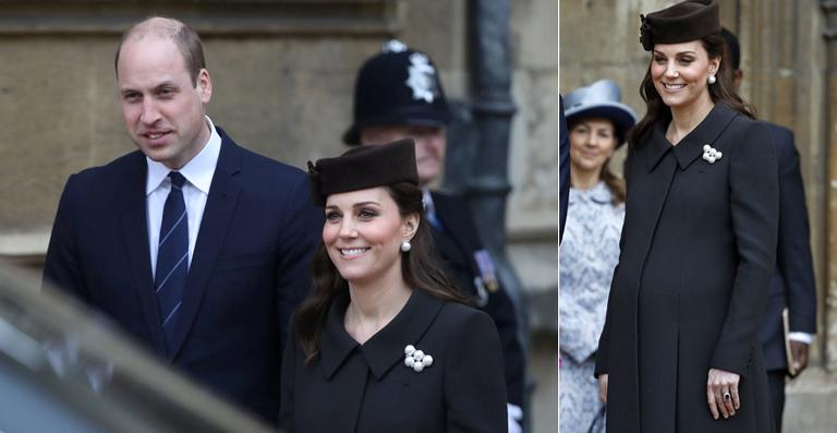 Kate Middleton exibe seu barrigão de grávida na missa de Páscoa
