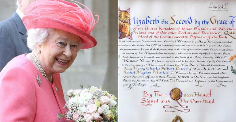 Rainha Elizabeth II assina termo de consentimento para o casamento de Harry e Meghan Markle