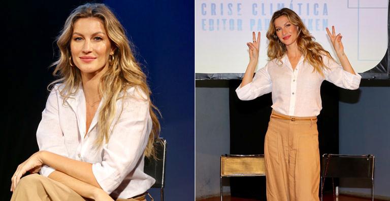 Gisele Bündchen prestigia lançamento de livro em SP