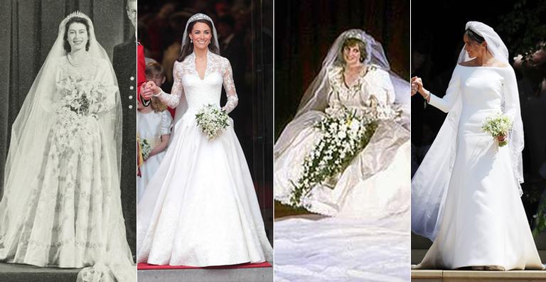 Compare os vestidos de noiva da realeza britânica