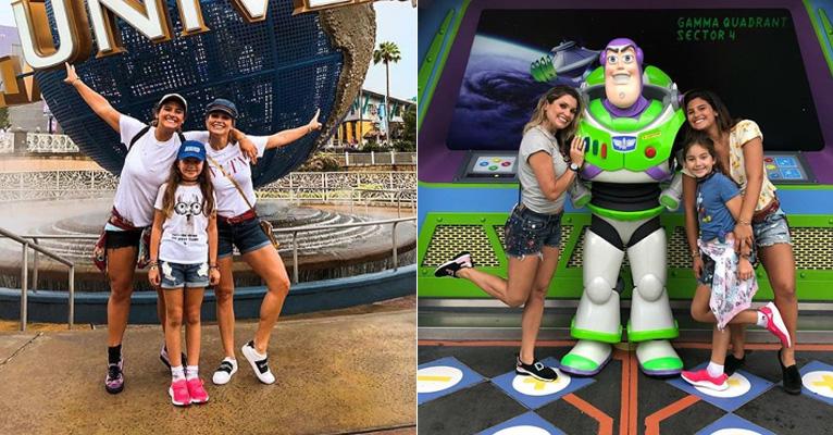 Com Otaviano Costa no Brasil, Flavia Alessandra viaja com as filhas para Orlando