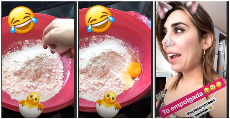 Naiara Azevedo se empolga na cozinha e brinca: “Sei quebrar ovo”