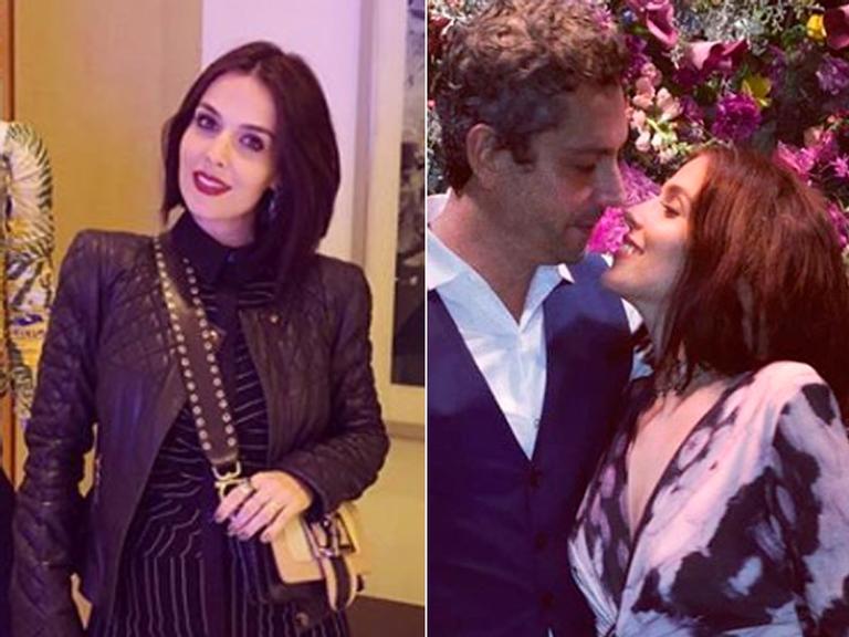 Karen Brusttolin, mulher de Alexandre Nero, exibe barriguinha de grávida em casamento de Isis Valverde
