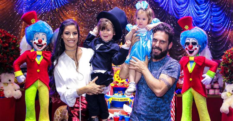 Hudson comemora o aniversário dos filhos, Davi e Helena, no circo!