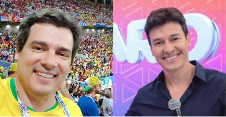 Rodrigo Faro ignora concorrência entre emissoras e curte festa com Celso Portiolli