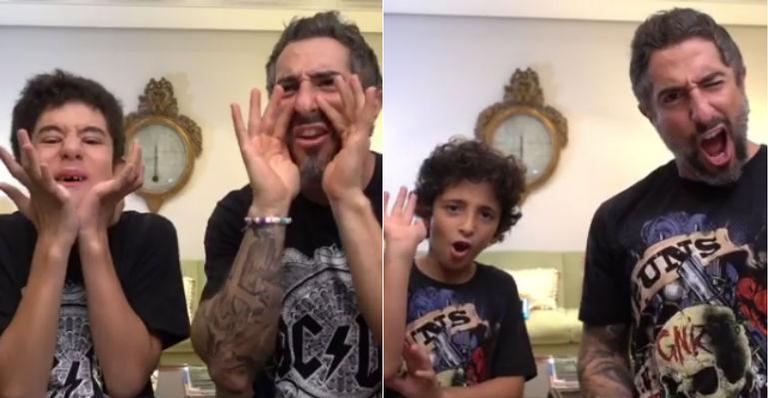 Marcos Mion recria quadro famoso de seu programa ao lado dos filhos