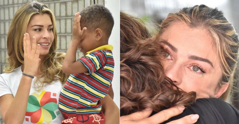 Grazi Massafera vai às lágrimas durante ação social