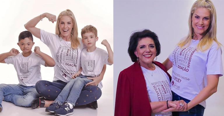 Ana Hickmann e Leda Nagle posam para calendário do Instituto Olga Kos