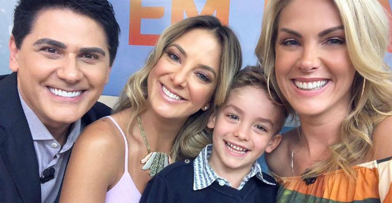 Filho de Ana Hickmann vai com a mãe ao trabalho e faz a maior bagunça no estúdio do ‘Hoje em Dia’