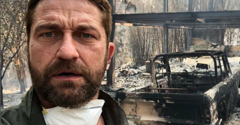 Gerard Butler mostra destroços de sua casa tomada por incêndio de Malibu