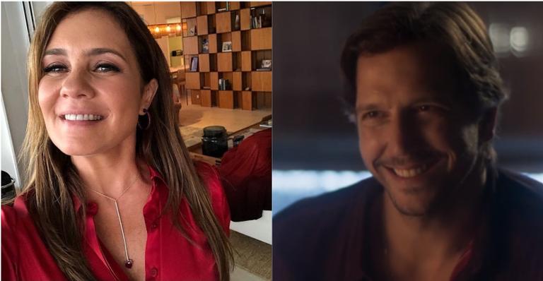 Sempre discretos, Adriana Esteves e Vladimir Brichta surgem na praia ao lado de fã