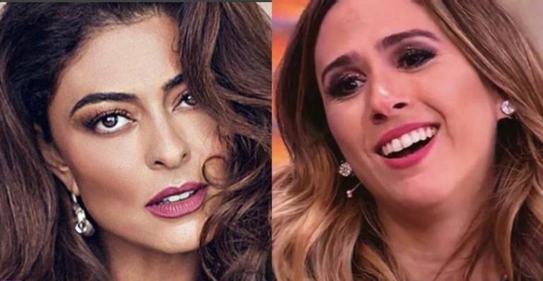 Juliana Paes beija Tatá Werneck na boca, que pede: ”Língua não!”