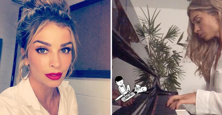 Grazi Massafera exibe sua primeira aula de piano: ”Um sonho a realizar”