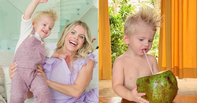 Karina Bacchi compartilha foto do filho com canudo de plástico e fãs criticam: ”Antiecológico”