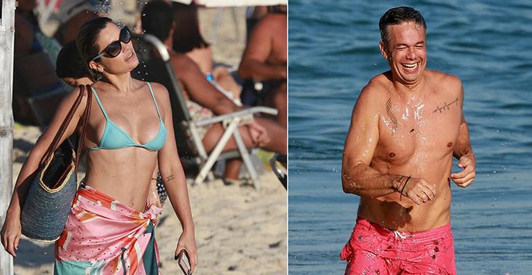 Flávia Alessandra e Otaviano Costa são flagrados pelos paparazzi na praia
