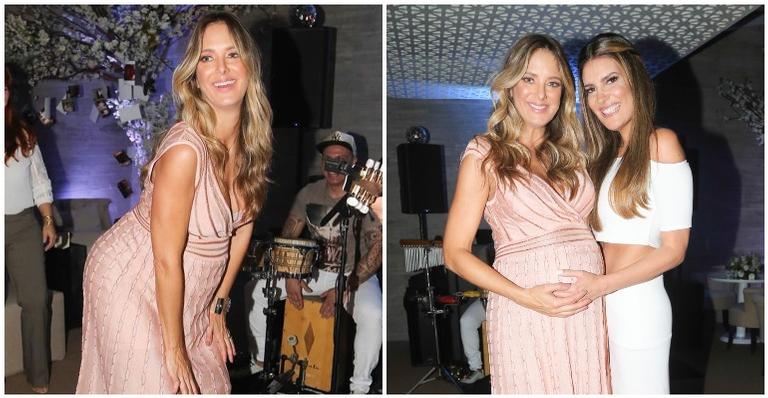 Grávida de 8 meses, Ticiane Pinheiro curte festa badalada e dança até o chão