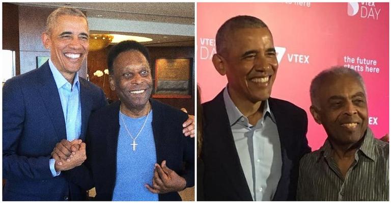 Pelé e Gilberto Gil conhecem Barack Obama em evento em São Paulo