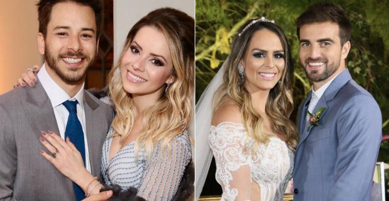 Sandy e Junior prestigiam o casamento da prima, Aline Lima, filha de Chitãozinho