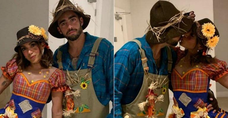 Anitta e Pedro Scooby trocam beijos em festa junina