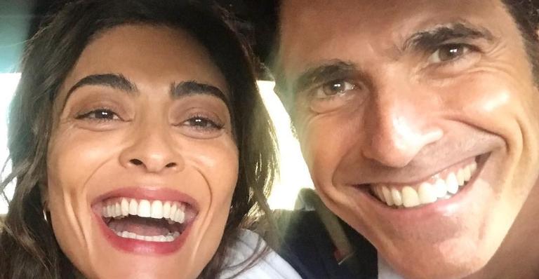 Juliana Paes divulga clique ao lado de Gianecchini com a boca borrada de batom:’A gente beija muito’