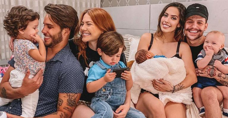 Jonathan Couto e família Poncio posam com Maria Madalena, filha de Letícia Almeida, e param a web!